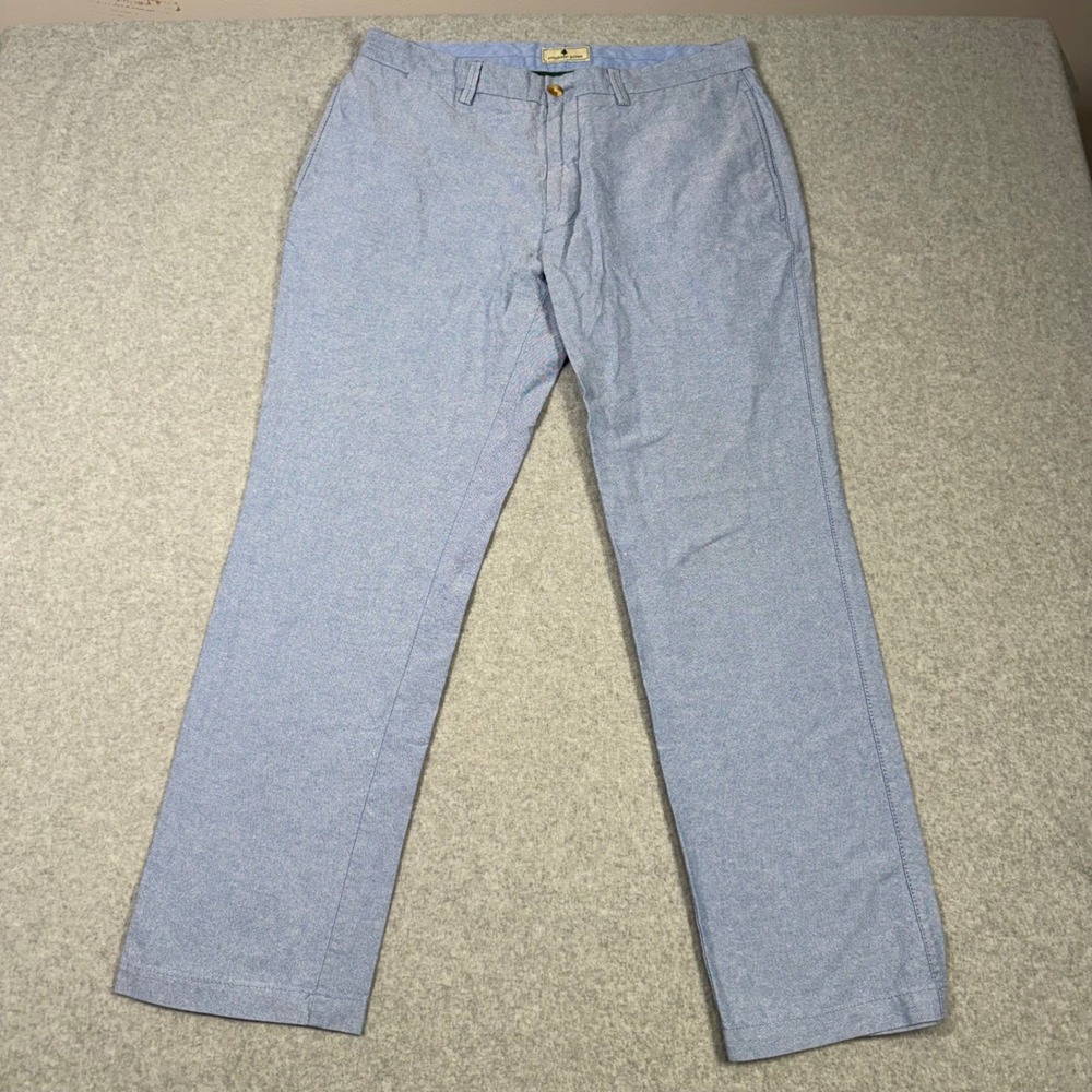 Southern Pines Mens 36x32 Blue Oxford Cotton Chino Pants Trousers Country Club